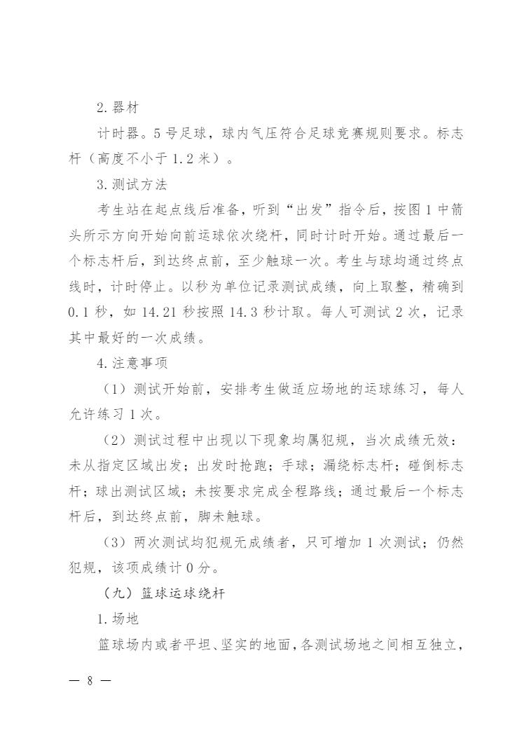 《河北省初中学业水平体育与健康科目考试现场测试办法（2024 年修订）》