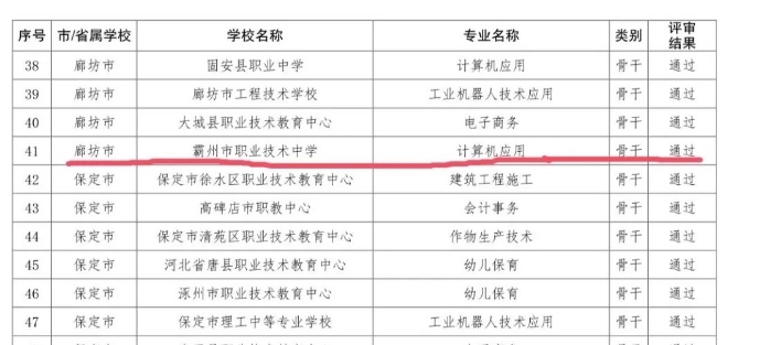 霸州市职业技术中学计算机应用专业获评