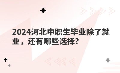 2024河北中职生毕业除了就业，还有哪些选择？