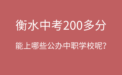 衡水中考200多分左右能上哪些公办中职学校呢？