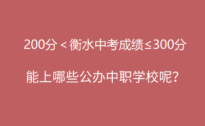 衡水中考200分到300分左右能上哪些公办中职学校呢？